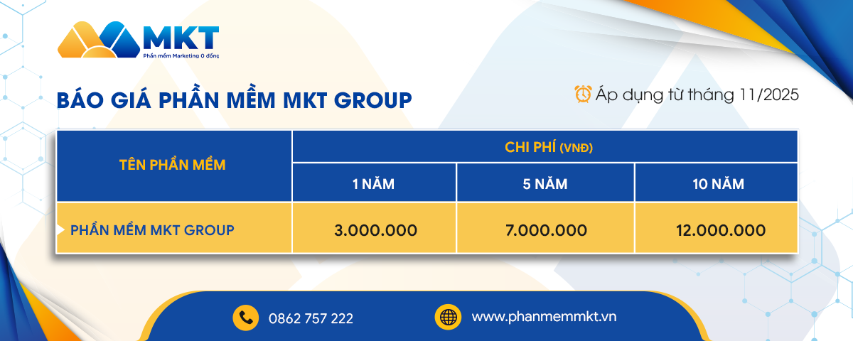 Bảng giá phần mềm MKT Group Bảng giá phần mềm MKT Group