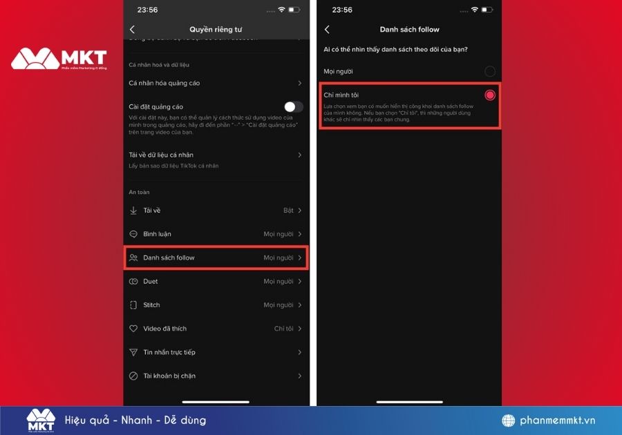 ẩn follow trên TikTok