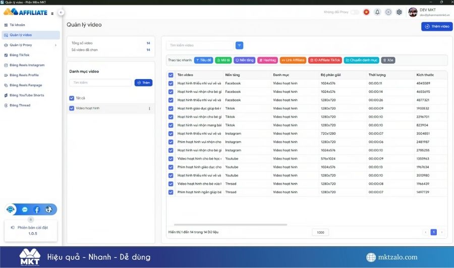 phần mềm Affiliate Marketing tự động
