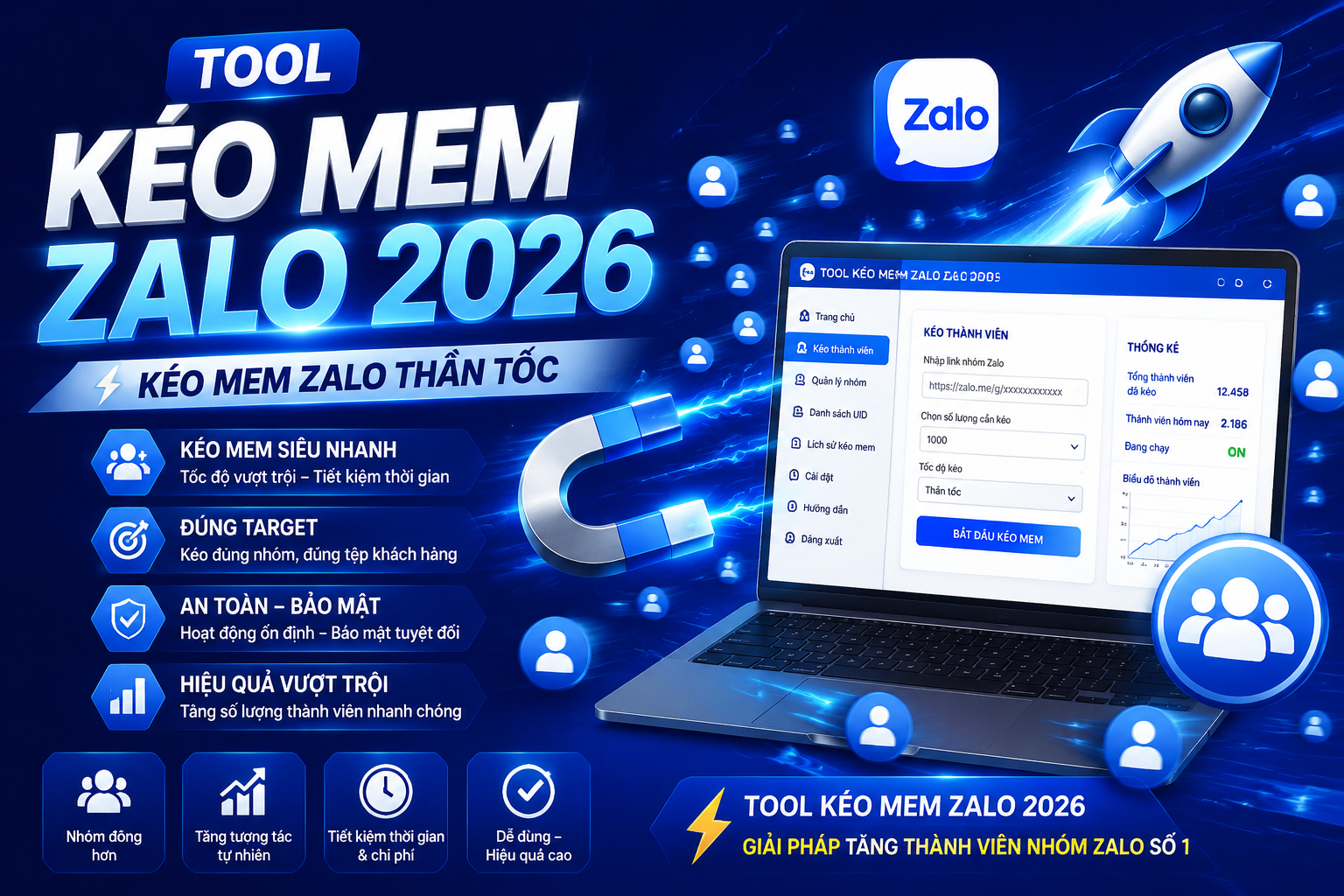 tool kéo mem Zalo 2026