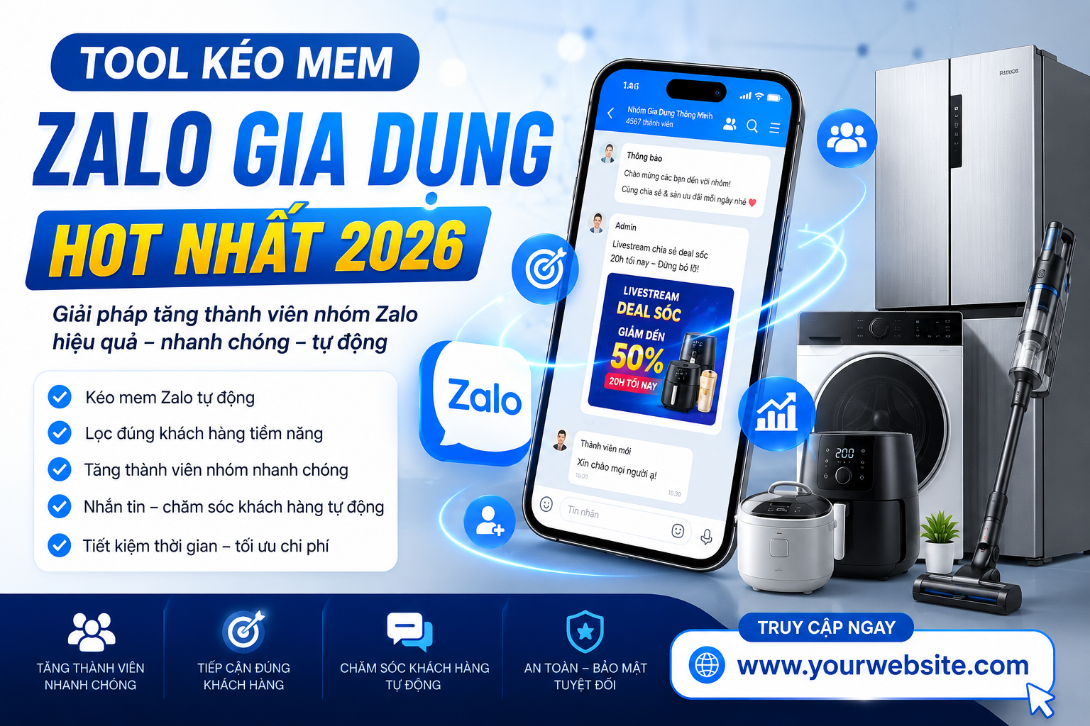Tool kéo mem Zalo gia dụng
