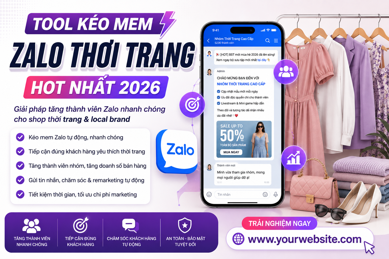 Tool kéo mem Zalo thời trang