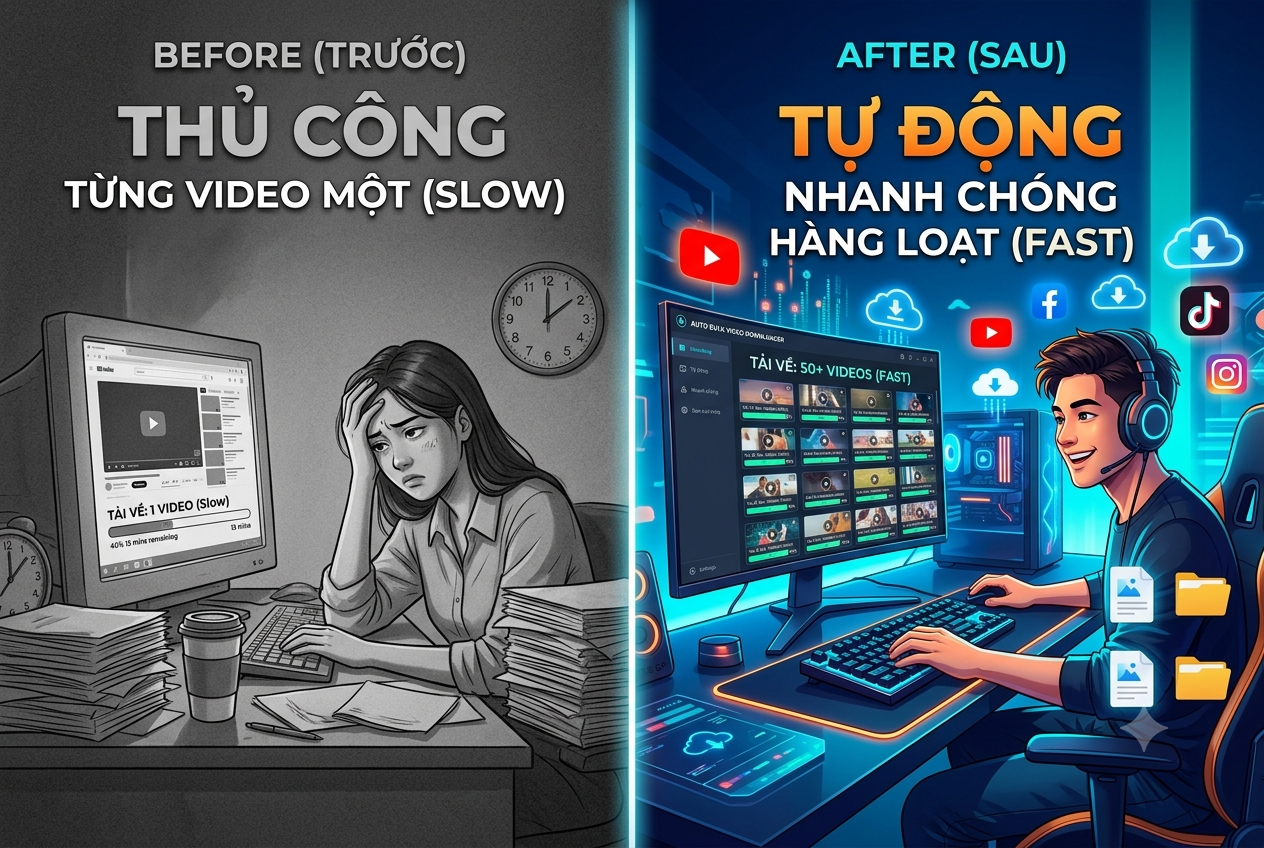 tool tải video hàng loạt không logo 2026