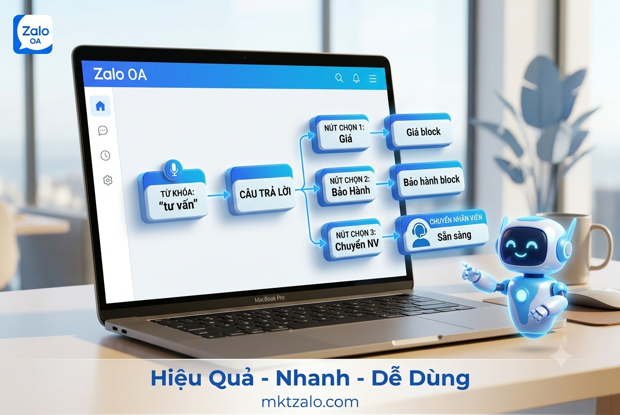 phần mềm chatbot zalo oa kịch bản trả lời tự động 2026