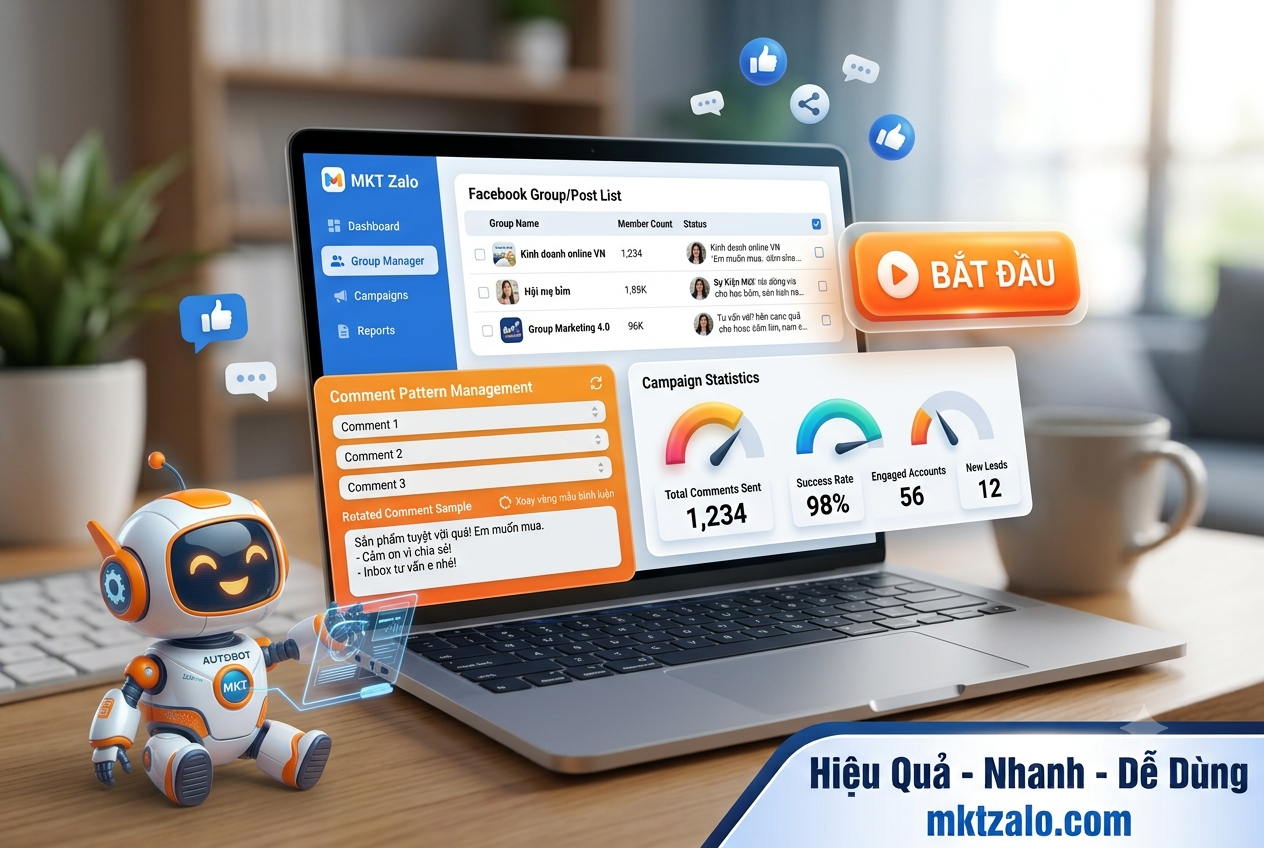 phần mềm comment facebook tự động bảng thống kê chiến dịch 2026